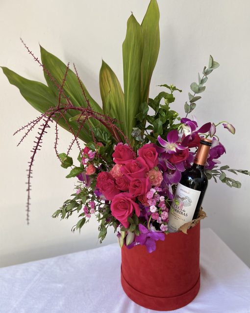 Kit Box Camurça G <br> Com Vinho Tinto