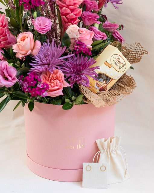 Kit Box GG <br> Bombons Lindt e Brinco Prata Banhada a Ouro <br> Viviana Terra