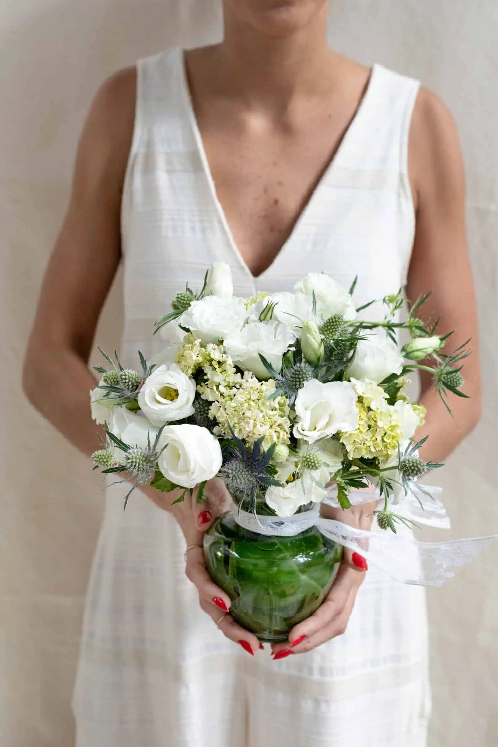 Vaso Vidro com Broto de Hortênsia e Lisianthus - Image 2