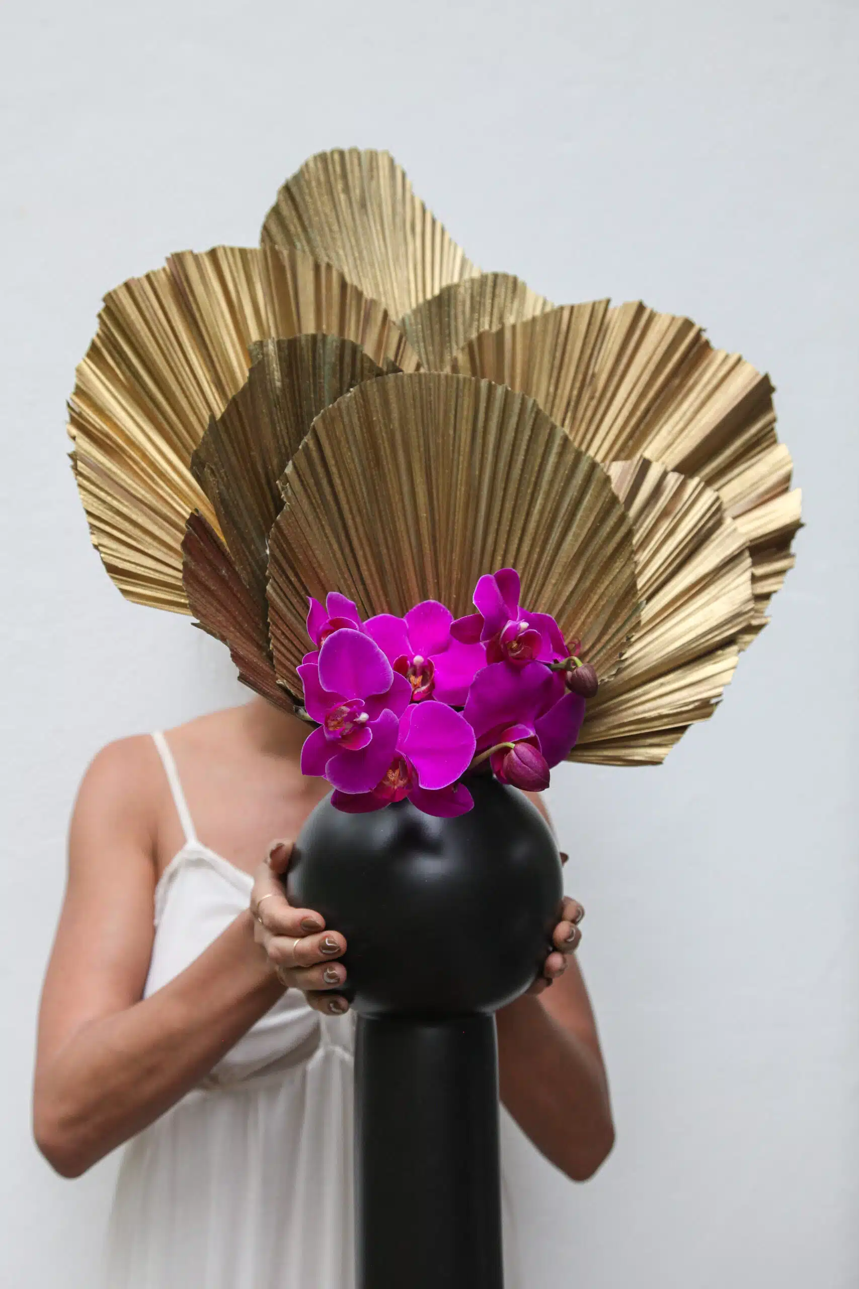 Vaso M Cerâmica Leques e Orquídeas - Image 2