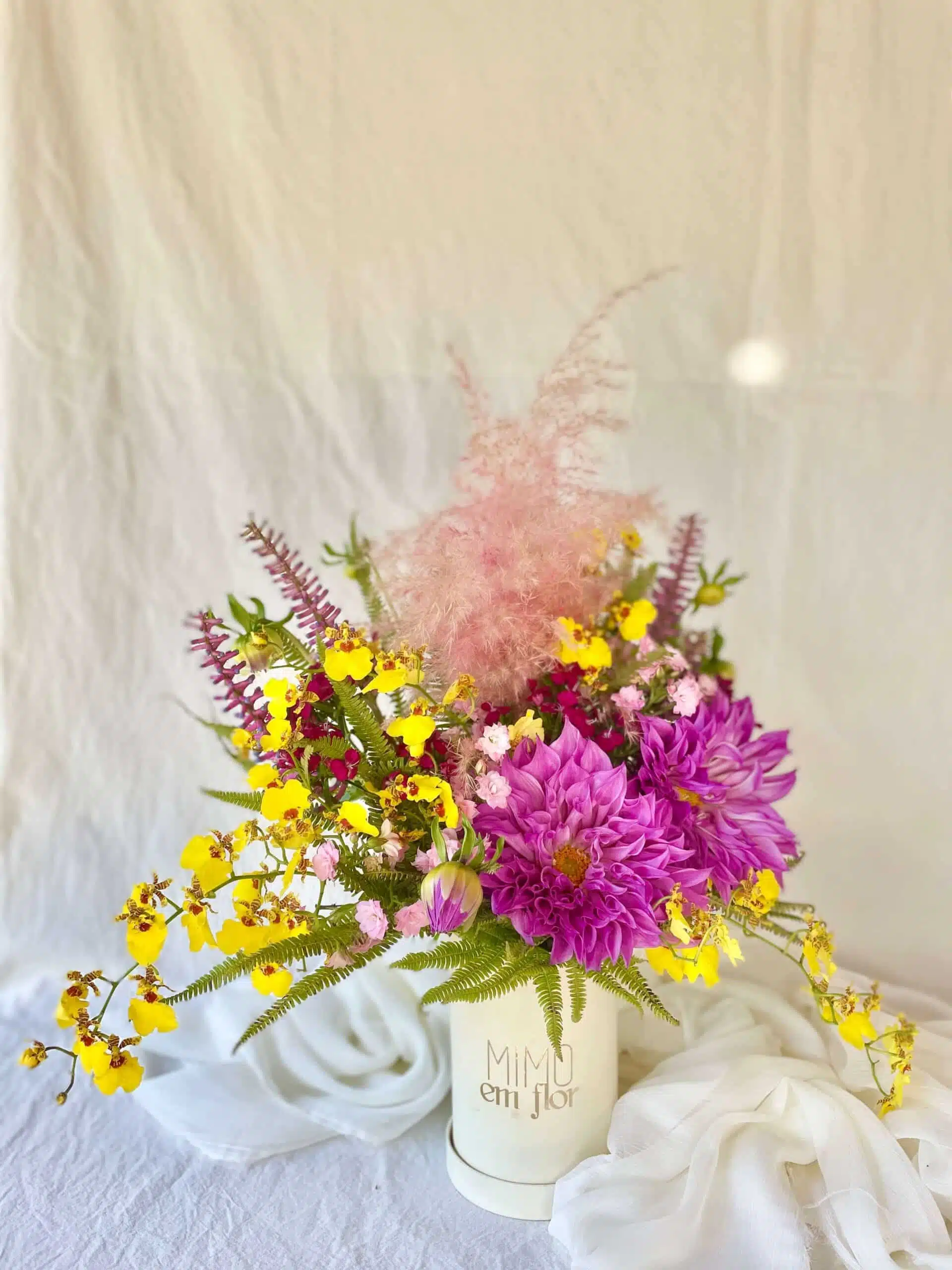 Box com Arranjo Lilás e Amarelo (mais tamanhos disponíveis)