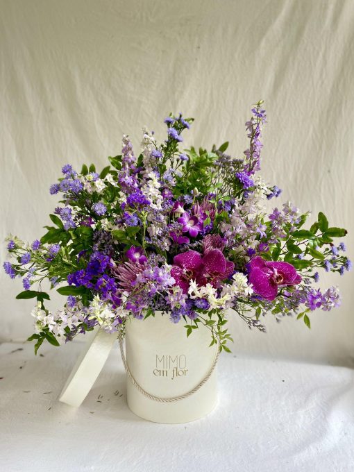 Box Arranjo GG Tons de Roxo e Lilás com Orquídea